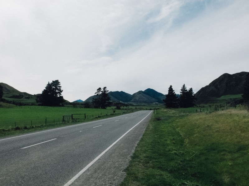 south island, new zealand, mountains, road